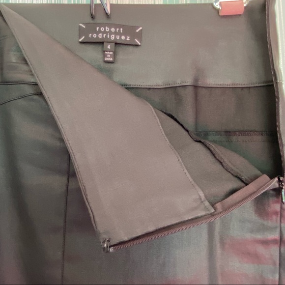 Robert Rodriguez Black Slim Skirt with Real Leather Waist Trim Size 4 - Picture 9 of 16